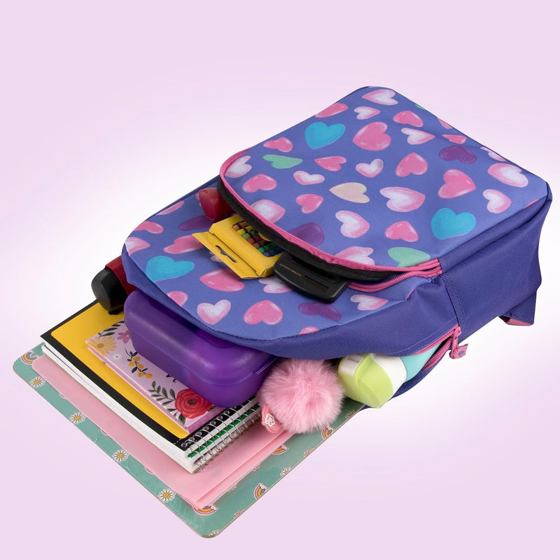 Trail maker 15 Inch Kids Backpacks for Boys & Girls | Preschool, Kindergarten, Elementary School Backpacks with Adjustable, Padded Straps (Happy Hearts)