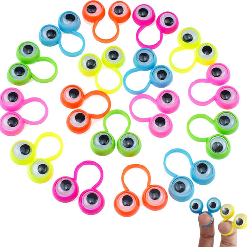 100 PCS Wiggly Eyeball Finger Puppets Toy Set - Non-Toxic Plastic Eye On Rings for Kids' Party Favors, Classroom Rewards, and Creative Learning Fun.