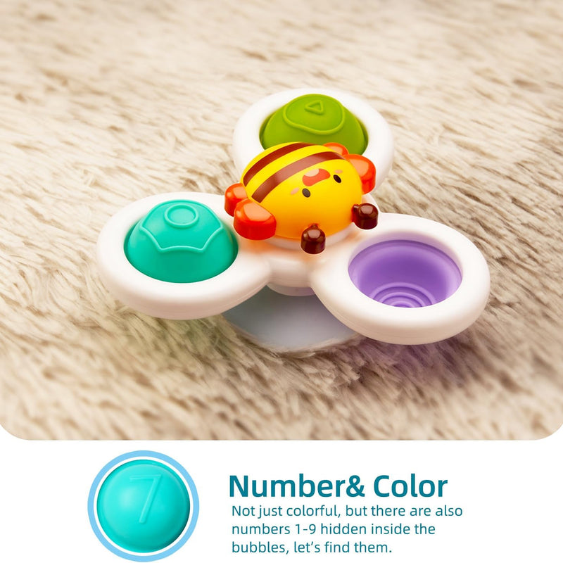 LiKee Strong Suction Cup Fidget Rotating Sensory Bath Toy for Baby, 10+ Months, Airplane Car Travel Table & Window Toy