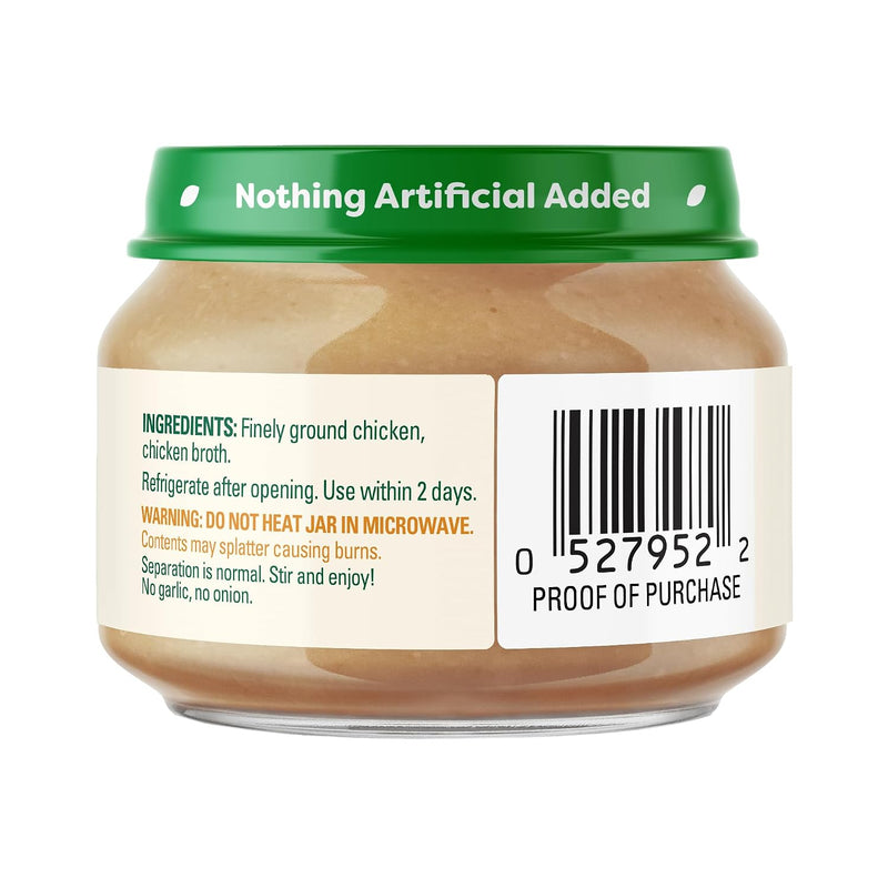 Beech-Nut Meat Baby Food Jars, Chicken & Chicken Broth Puree, 7g Protein, Stage 1 Baby Food for Babies 4 Months and Up, 2.5oz Glass Jars, 10ct