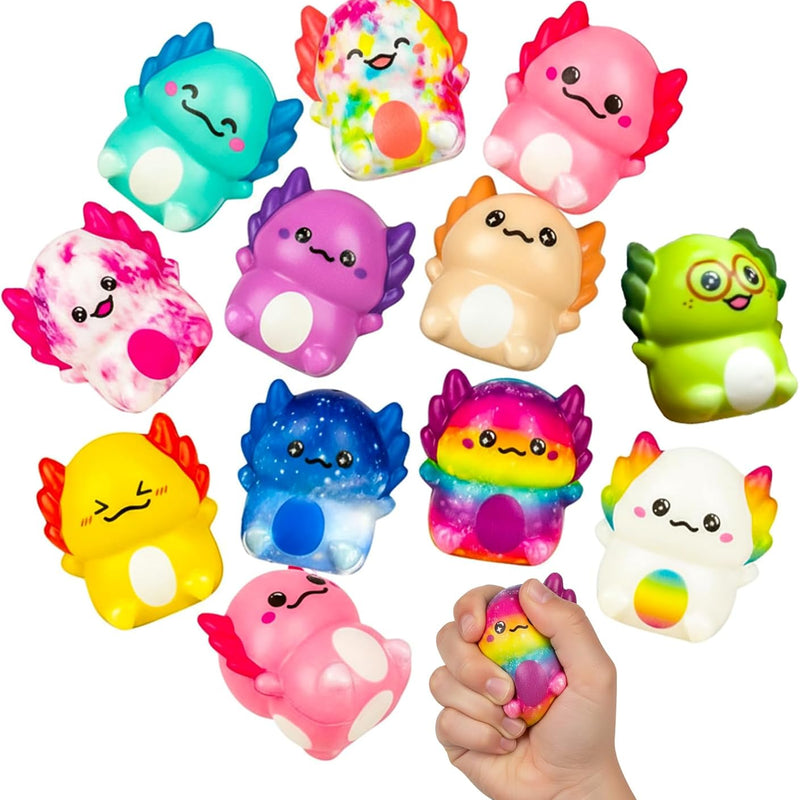 12PC Axolotl Squishy Toys – Soft Slow Rising Stress Relief Sensory Fidget Toys for Kids Girls – Classroom Rewards, Birthday Party Favors, Treasure Box Prizes