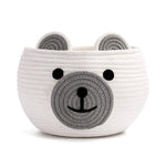Baby Basket for Gifts Empty, Cute Bear Design, Light Brown | 10.5" x 8.5" Baby Shower Basket for Kids Boys Newborn Storage, Toy Basket for Living Room Nursery Décor, Soft Cotton Rope