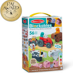 Melissa & Doug Blockables Farm Snap and Play Connectable Wooden Blocks Play Set for Preschoolers (56 Pcs)