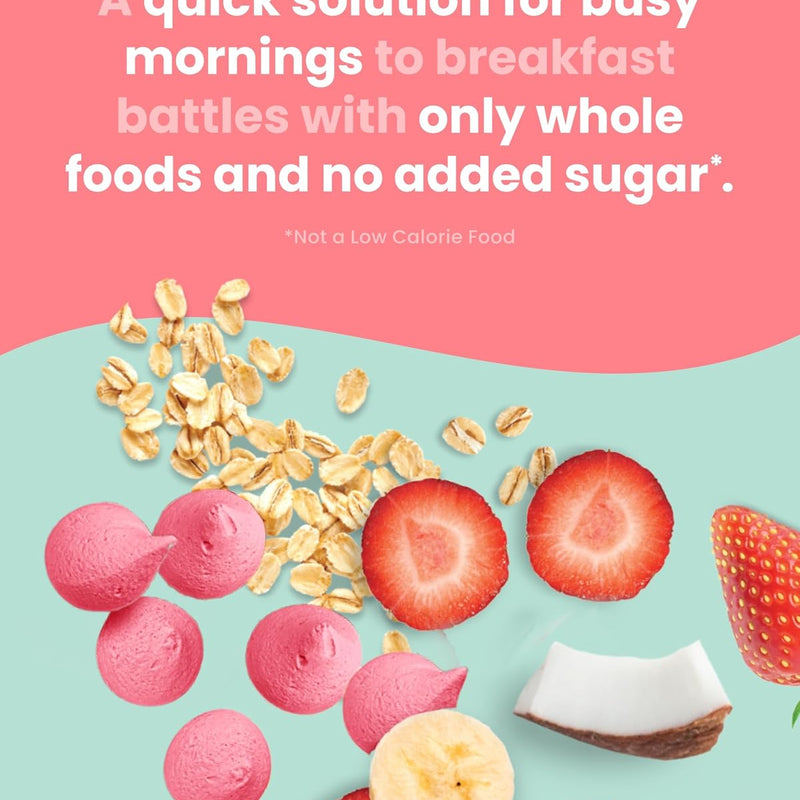 Amara Breakfast Oat Melts - Organic Toddler Snack - Single Serve Fiber-Packed Oat Bites with Real Fruit, No Added Sugar, Quick Dissolving, Strawberry - 12 Pack