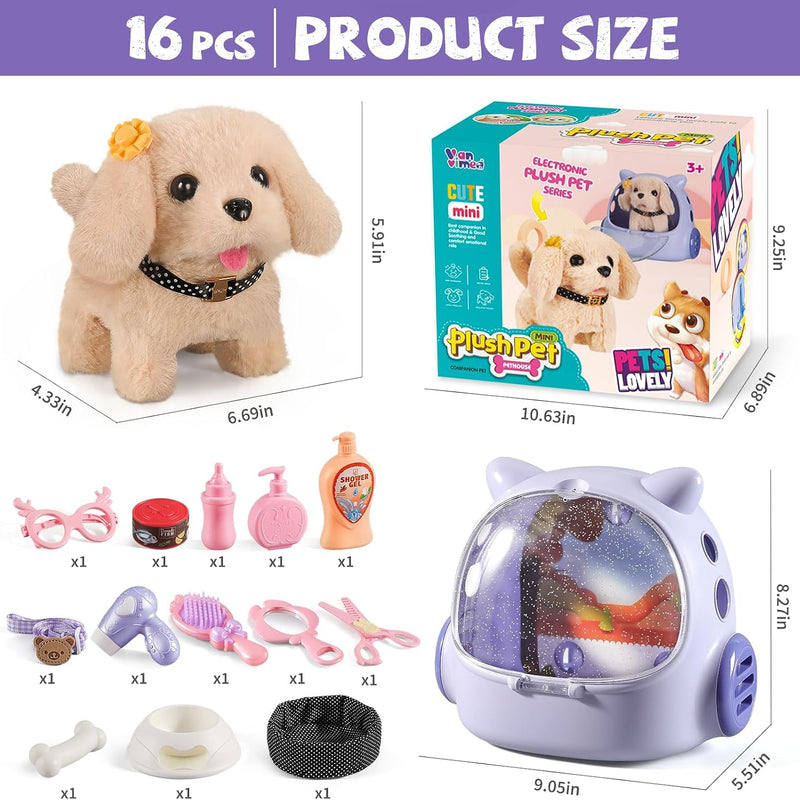 Vanvimen 16 Pcs Robot Dog Toys for Girls, Toys for 3 4 5 6 7 8 Year Old Girls Kids Boys, Realistic Robot Puppy Toddlers Girl Toy for 5-7 6-8, Ideas Birthday Gifts for Girl 3 4 5 6 Year Old