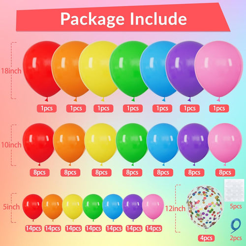 162Pcs Colorful Rainbow Balloon Arch Kit: Vibrant Party Decor for Birthdays, Weddings & Celebrations