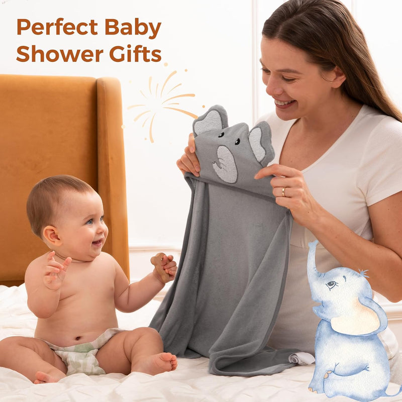 Momcozy Baby Towel, 5pcs Baby Bath Towel Set，Soft&Breathable，Elephant