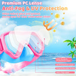 Vvinca Kids Swim Goggles with Nose Cover, Snorkel Diving Mask Fabric Strap Anti Fog Anti Shattered Lens Goggles for Kids 3-15