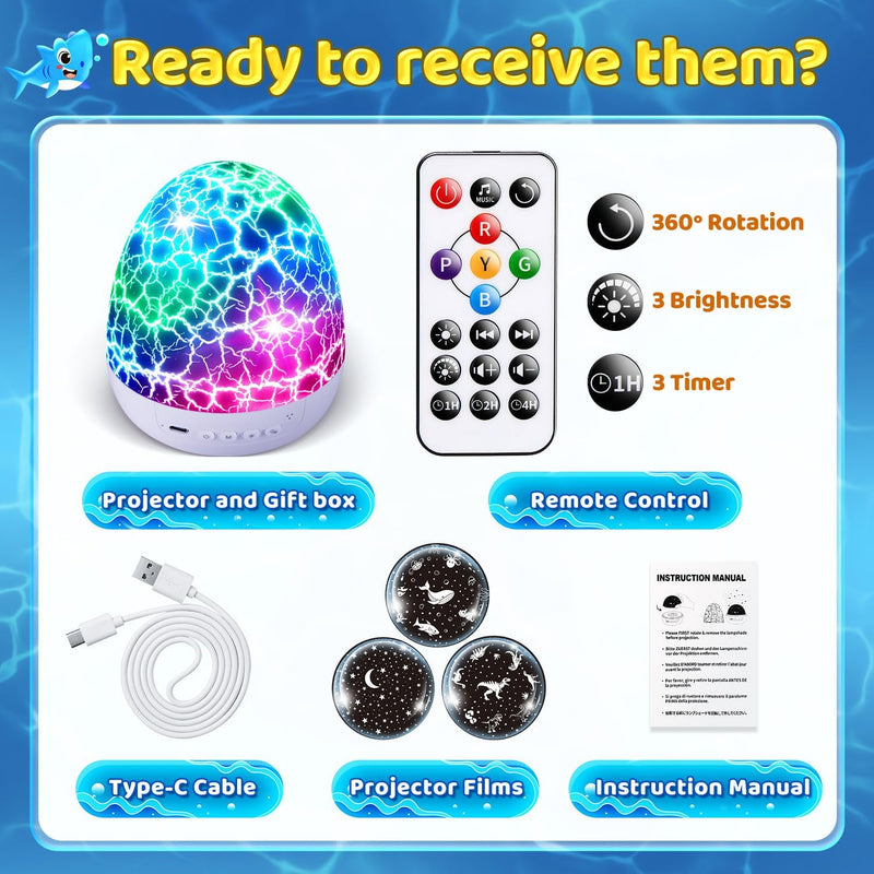 Staryou Sensory Lights Baby Sound Machine Night Light Projector for Kids with Autism, 15 White Noise 3D Films, 31 Colors