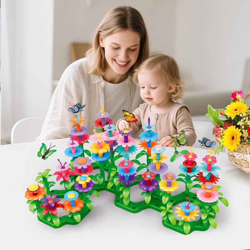 springflower flower garden building kit 148pcs for girls 3-7 years old with storage case