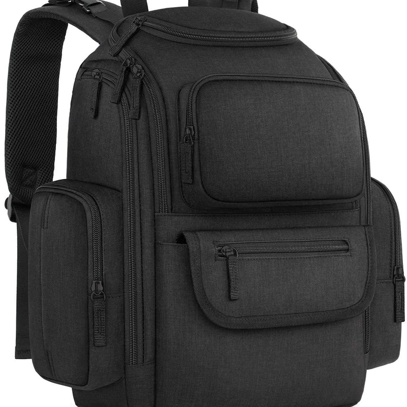 Mancro Diaper Bag Backpack, Dad Diaper Bag with 2 Side Insulated Pockets | Multifunctional Water Resistant Diaper Backpack for Men Women with Stroller Straps, Travel Baby Bag Backpack, Black