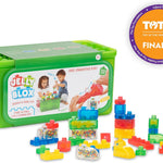 Jelly Blox Stash 'N Stack 2-in-1 Storage Case with 30 Blocks for Toddler Sensory Play Toy Ages 2+