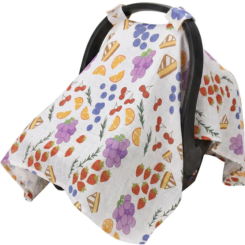 Rquite Car Seat Cover Baby Boy, Breathable Muslin Infant Carseat Canopy | 100% Muslin Cotton, Lightweight Breathable Soft, 47.2″ × 35.4″ Large Size, Stroller Sun Shade for Summer Hot Day, Dinosaur