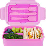 Caperci Classic Bento Box Adult Lunch Box for Older Kids - Leakpoof 47 oz 3-Compartment Containers for Adults and Teens, Built-in Utensil Set, Ideal for On-the-Go Balanced Eating, Navy Blue