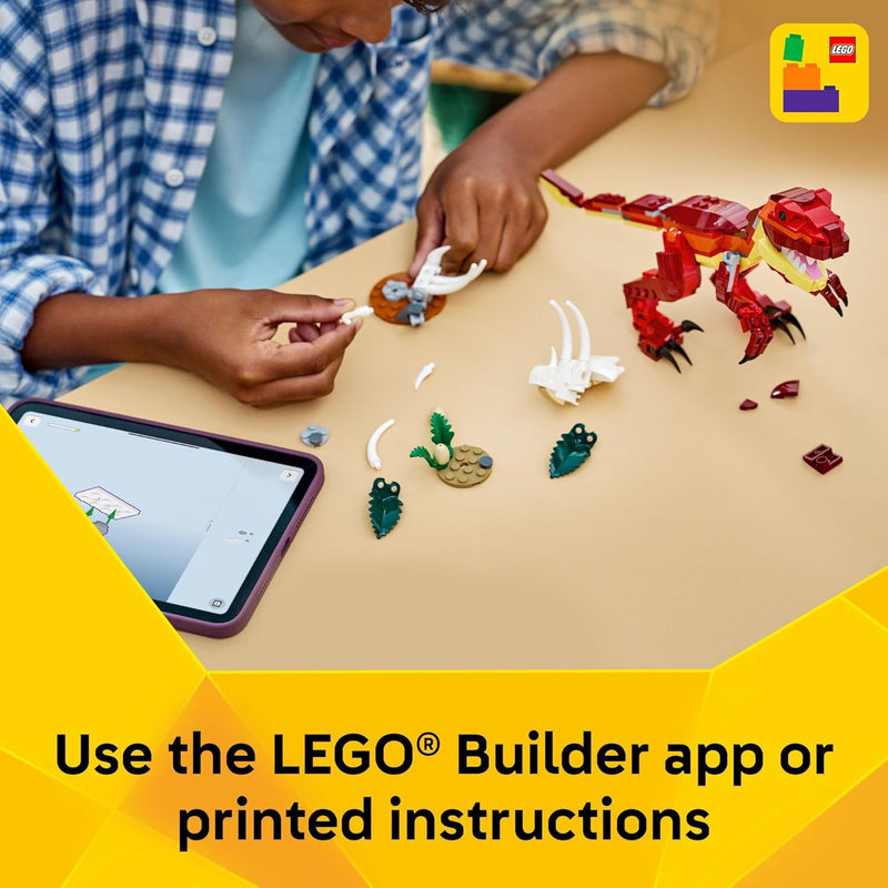 lego creator 3 in 1 fierce dinosaur building toy for kids ages 8 and up