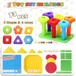 Peg Board Toy Set 73pcs DIY Building Stacking Toys for Kids 3-6 Years Old STEM Educational