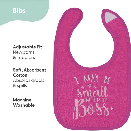 The Peanutshell Baby Girl Terry Bib Set of 8-100% Cotton, Soft, Absorbent Baby Bibs, Toddler Girl Set, Newborn & Infant Bib - Pink