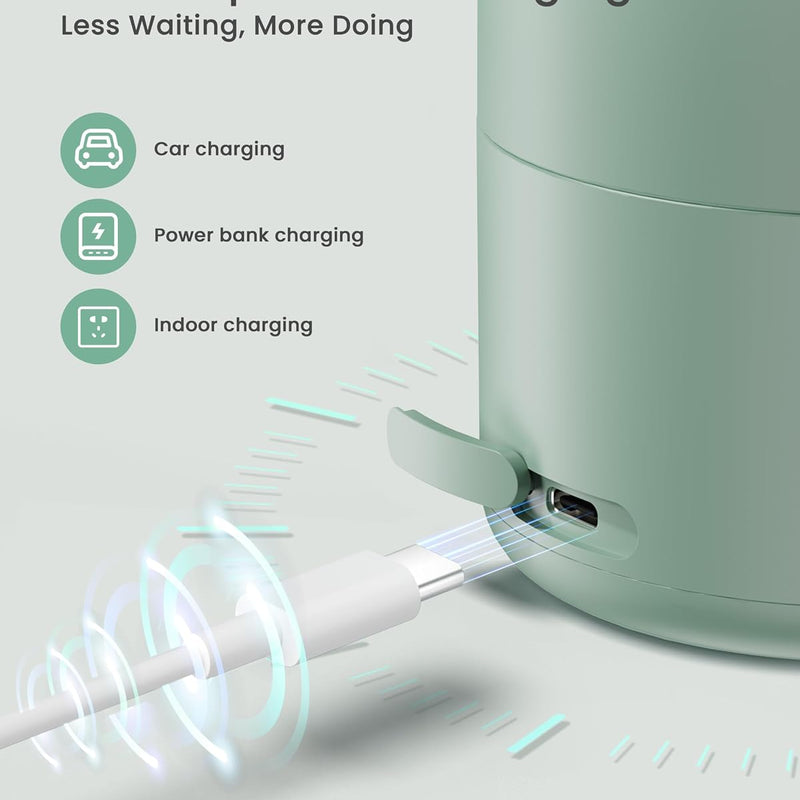 Portable Bottle Warmer for Travel, Fast Heating for Breast Milk & Water, 17 Ounces, Long-Lasting Battery, Ideal for Outdoor Use & Baby Shower, Light Green