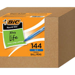 BIC Round Stic Xtra Life Blue Ballpoint Pens, Medium Point (1.0mm), 144-Count Pack of Bulk Pens, Flexible Round Barrel for Writing Comfort, No. 1 Selling Ballpoint Pens