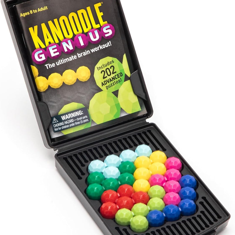 Educational Insights Kanoodle Genius 3D Brain Teaser Puzzles with 202 Advanced Challenges for Kids, Teens, and Adults, a Portable Single-Player Logic Game Enhancing Spatial Reasoning and Problem-Solving Skills.