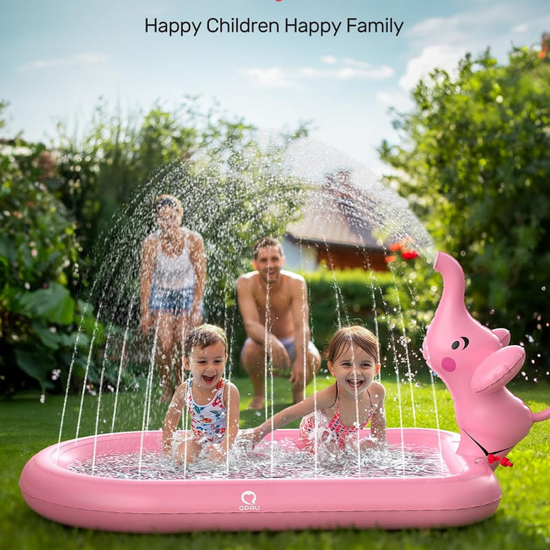 QPAU Elephant Splash Pad for Toddlers 1-3, Inflatable Sprinkler Pool for Outdoor Play