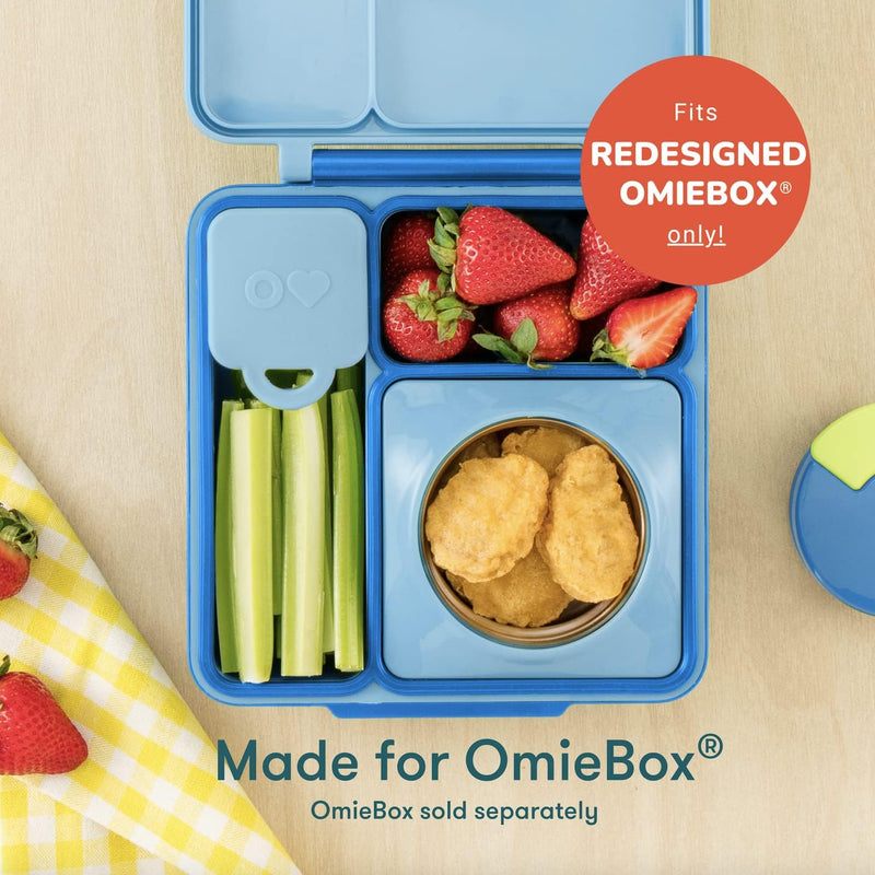 OmieBox (2 pack) Leakproof Dips Containers To Go, Salad Dressing Container, Condiment Container with Lids - Food Safe Silicone - 4 ounces (Blue/Lime)