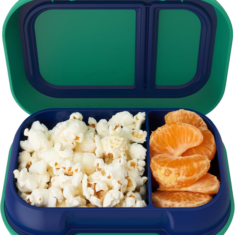Bentgo Kids Snack Leak-Proof 2 Compartment Bento-Style Container | For Snacks & Small Meals, Easy-Open Latch, Dishwasher Safe, BPA-Free for School, Daycare, & Sports, Ages 3+ (Green/Navy)
