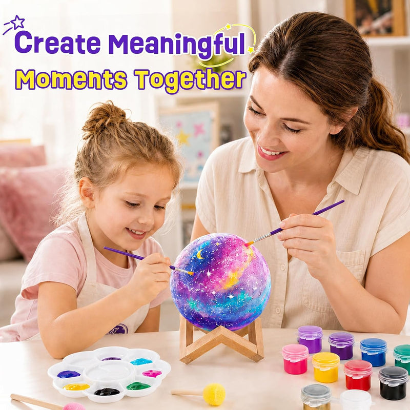 Paint Your Own Moon Lamp Kit, 3D Moon Night Light, Crafts for Kids Age 4-12 | Arts and crafts kit for kids ages 8-12, space art supplies, birthday gifts for boys and girls 4-12, kids painting kit