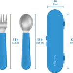 Bentgo Kids Stainless Steel Utensil Set - Reusable Fork, Spoon & Storage Case, PFAS- & BPA-Free, Easy-Grip Handles, Lightweight, Dishwasher Safe, School Lunch, Travel & Outdoors (Blue)