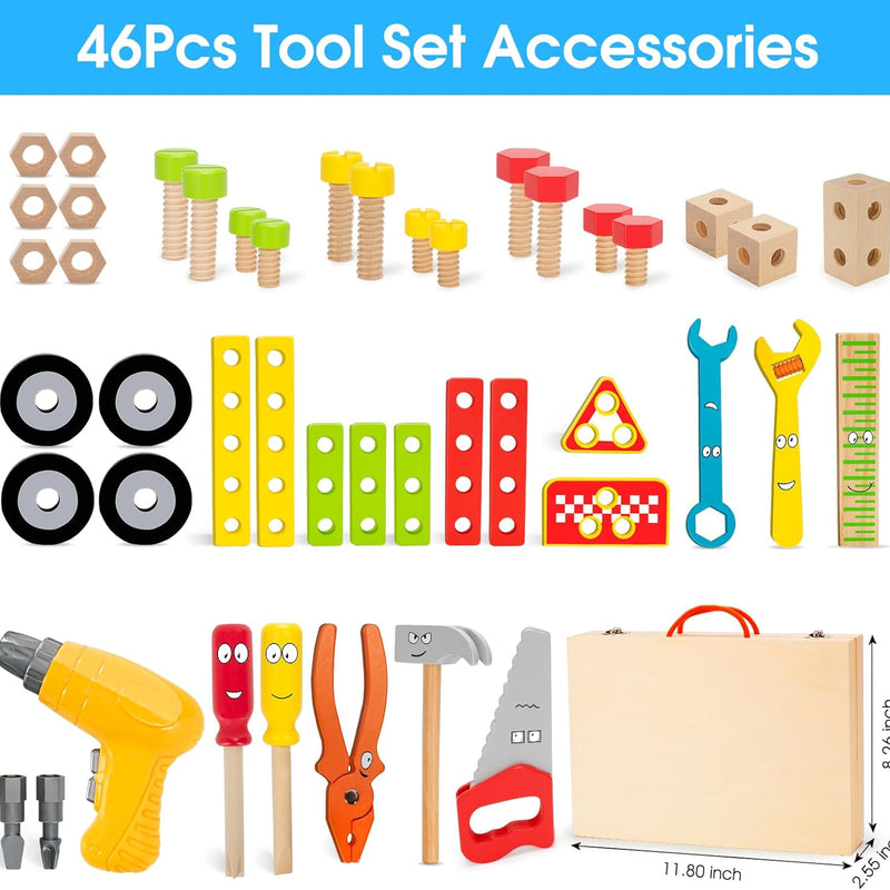 kids tool set toy with drill, stem montessori toys for 3-5 years old boys and girls.