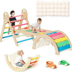 ElegantCrafts Pikler Triangle Set with Cushion, Montessori Climbing Set, Indoor Climb Toys, Indoor Playground Jungle Gyms, 9 Combinations Climbing Toy Set for Toddler, Baby, Kids 1-4