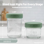WeeSprout Glass Baby Food Storage Jars w/ Lids (4/8 oz, 12 Pack Set) Snack, Reusable Small Containers, Breast Milk, Fridge, Freezer, Microwave & Dishwasher Safe, Essential Must Have for Infants