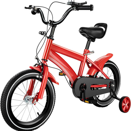 14 Inch Kids Bike for Boys and Girls with Training Wheels, Adjustable Height, Multiple Colors