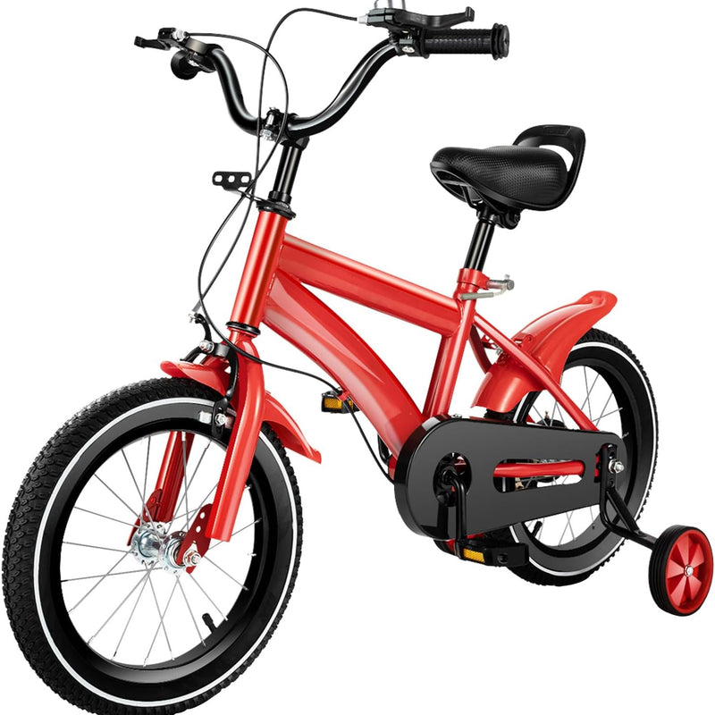 14 Inch Kids Bike for Boys and Girls with Training Wheels, Adjustable Height, Multiple Colors