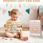 joyreal wooden montessori toys for toddlers sensory activity board with led lights music box locks