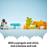 LEGO DUPLO Wild Animal Families Penguins & Lions Building Toy Playset for Preschool Learning and Educational Animal Toy