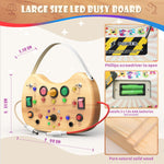 Montessori Busy Board with LED Lights & 12 Buttons, Portable Travel Toy for Toddlers 1-3 Years