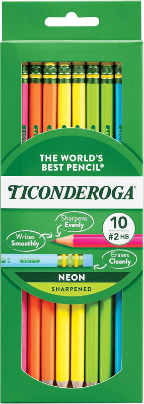 Ticonderoga Wooden Pencils, Pre-Sharpened, 2 HB Soft, Pastel Colors, 18 Count