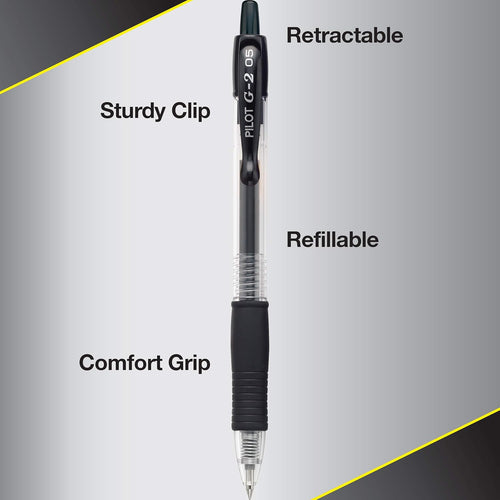 Pilot G2 Premium Refillable and Retractable Rolling Ball Colored Gel Pens, Extra Fine Point, 0.5mm, Assorted Color Inks, 5-Pack