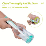 Baby Bottle Brush Kit with Suction Base, Hidden Cleaner & Sponge, Green | Suction baby bottle brush kit with hidden cleaner and sponge heads. Usage fit applies for compact bottles and cups.