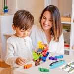 IPOURUP Dinosaur Blocks for Kids 3-5 Wooden Stacking Montessori Toy for 3 4 5 6 7 8 Year Old Boys and Girls