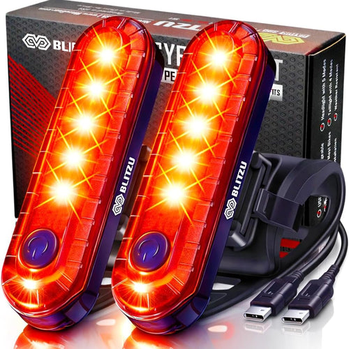 BLITZU USB-C Rechargeable Bike Tail Light 2 Pack Bright Bicycle Rear Cycling Safety Flashlight