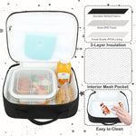 FlowFly Kids Lunch box Insulated Soft Bag Mini Cooler Back to School Thermal Meal Tote Kit for Girls, Boys, Black