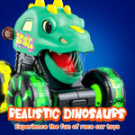 Monster Truck Toys with Dinosaurs for Toddlers 1-3, Press-and-Go Lights-Up Trucks