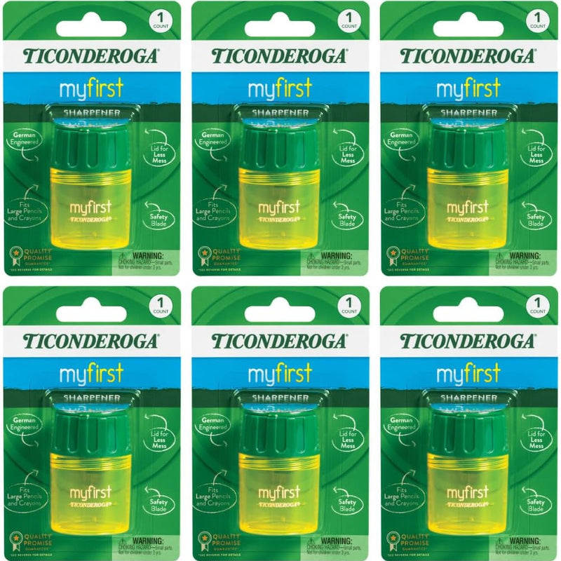 Ticonderoga My First Pencil Sharpener, 1 Hole, Large Barrel, Yellow/Green