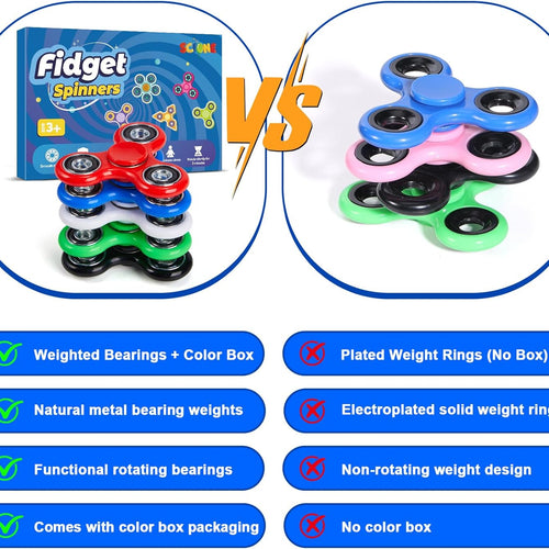SCIONE Fidget Spinners 5 Pack - Fidget Toys Sensory Stress Relief Toys for Adults & Kids, Anxiety Reducing Fidget Spinners, Goodie Bag Stuffers for Students, Stress Relief Toys for Calming Down