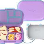 Bentgo Chill Kids Leakproof Lunch Box - 4-Compartment Bento Box with Built-In Ice Pack, 3.3 Cup Capacity, BPA-Free, Microwave & Dishwasher Safe Tray, Ages 3–7 (Green/Navy)