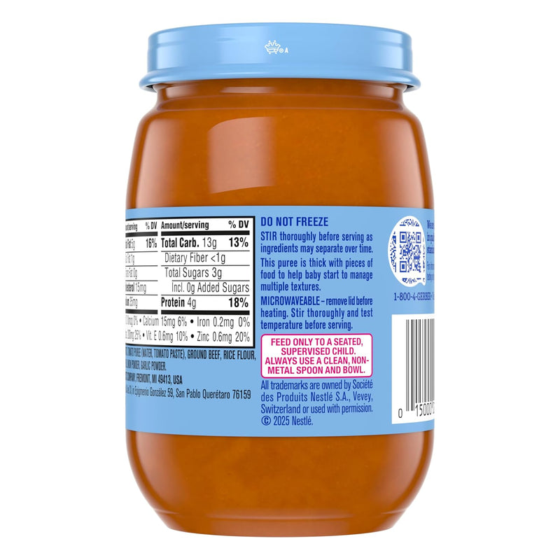 Gerber Stage 3 Beef, Potatoes, Vegetables Baby Food, 6 Oz, 12 Pack | Stage 3 puree; tastes like picadillo; 12 x 6 oz