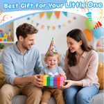 Fajiabao Toddler Bath Toys for Kids Ages 1-3 Multi-Play in Tub Water Pool | Learning Mold Free Bath Toys with Color Stacking Cups & Watering Can Interactive Shower Toys for 1 2 3 4 5 6 Birthday Gifts
