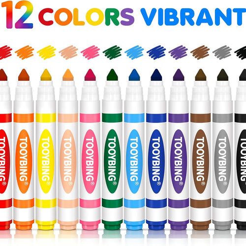 12 Count Washable Markers for Kids, Broad Line Markers with Conical Tip, Assorted Colors, Drawing Essentials for School Classroom, Student Teacher Must Have for Coloring Book, Art & Craft Supplies
